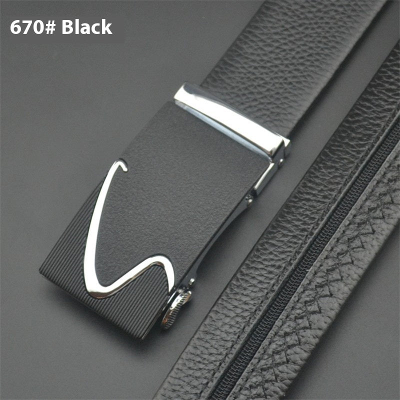 First Layer Cowhide Leather Belt with Hidden Money Compartment - Automatic Buckle