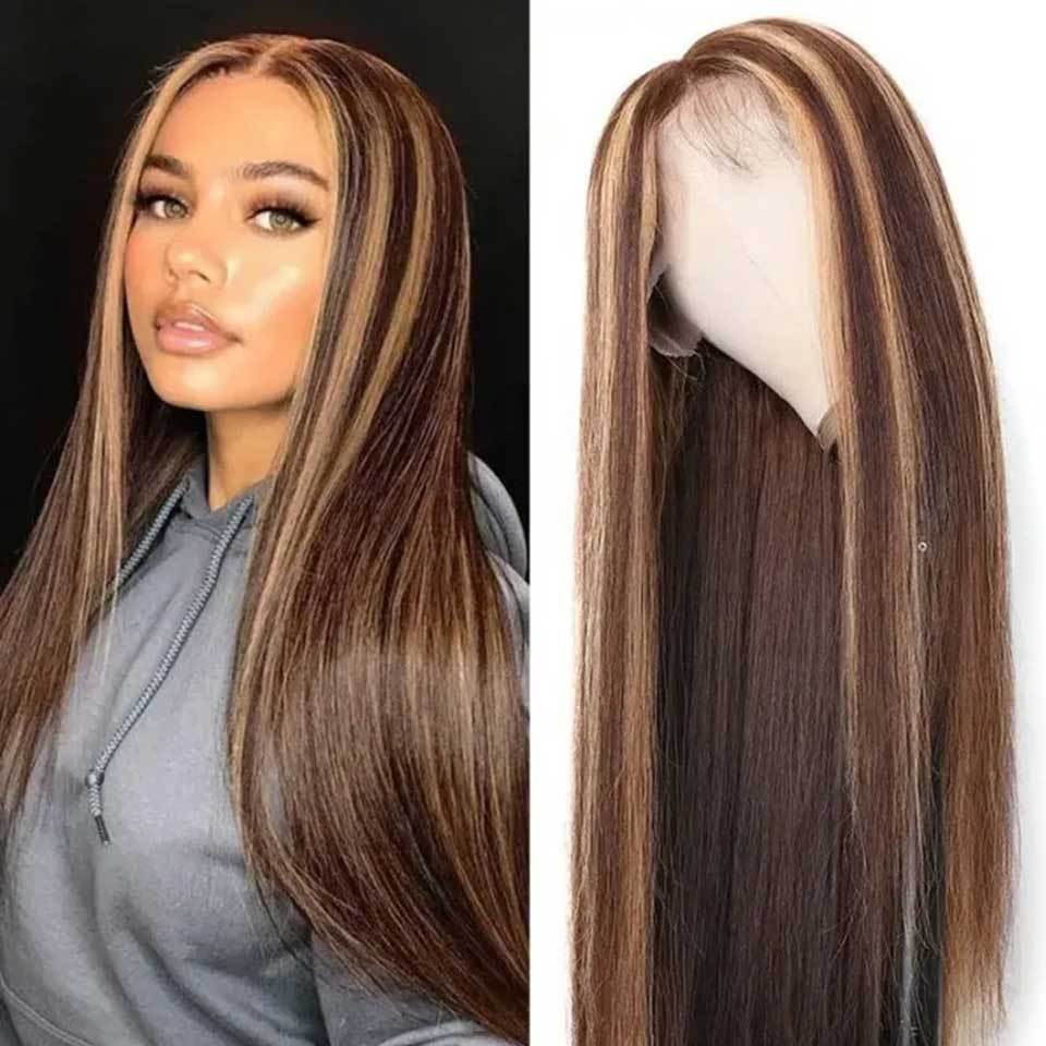 Piano Color 4/27 Human Hair Wig - T-Part & Lace Front Wig