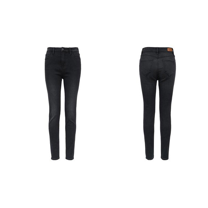 Women's Black Cotton Stretch Skinny Jeans - Mid-Rise Casual Denim Pants