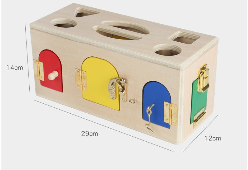 Wooden Shape Lock Box - Educational Montessori Toy for Preschool