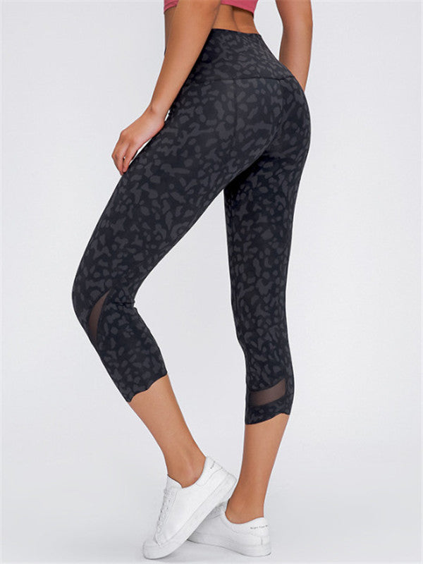 Fast-Drying Fitness Mesh Capri Pants - Women's Running Leggings