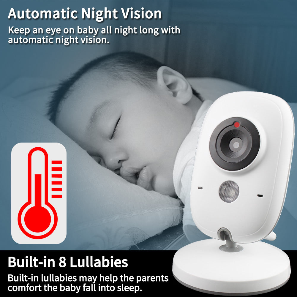 Digital Wireless Baby Monitor with 3.2" LCD Screen - Two-Way Audio & Night Vision
