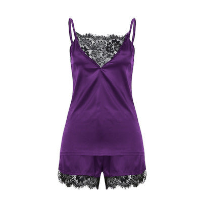 Silk Satin Babydoll Nightgown Set - Two-Piece Sleepwear Lingerie