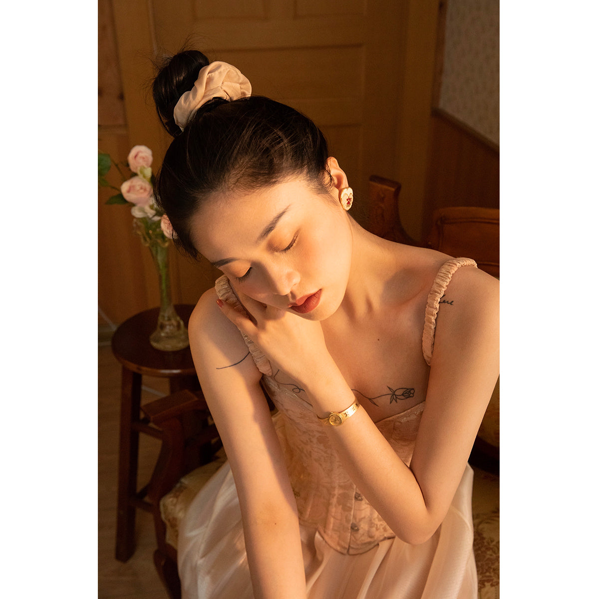 Women's French Jacquard Corset Top - Structured Boning Design