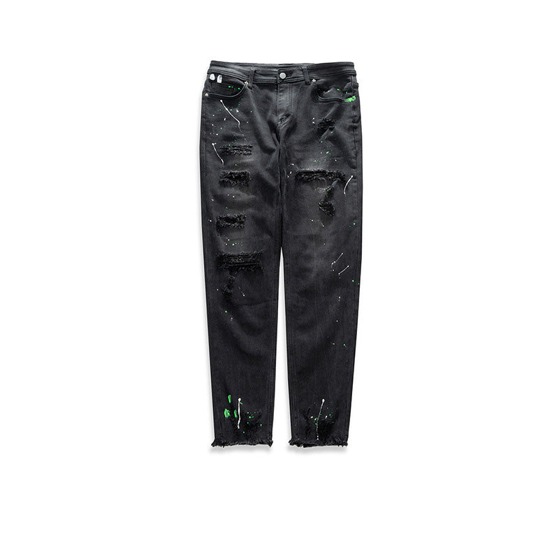 Slim-Fit Distressed Denim Jeans - Unisex Straight Leg