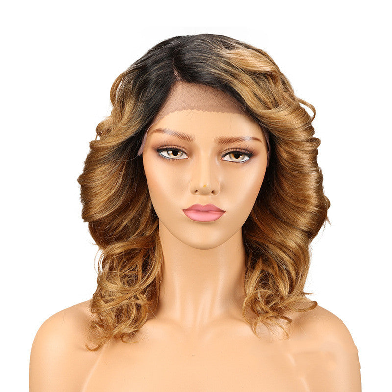 Long Curly Hair Lace Wig - Real Human Hair with Versatile Bang Styling