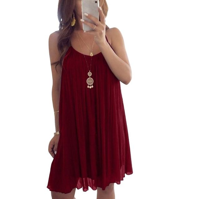 Women's Plus Size Chiffon Vest Mini Dress - Sleeveless Summer Dress
