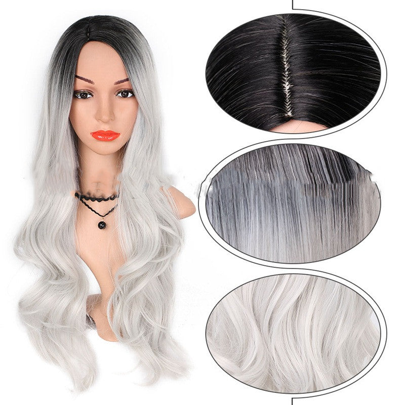 Gradient Chemical Fiber Wig - Women's High Temperature Silk Synthetic Wig