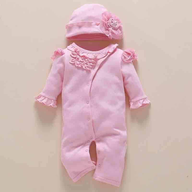 Cotton Baby Romper Jumpsuit - Newborn Bodysuit with Removable Cap