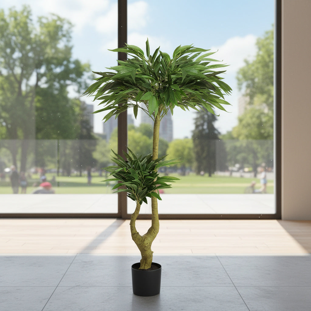 5FT Artificial Willow Tree with Natural Foliage in Black Pot - Maintenance-Free Indoor Plant for Home Office Decor