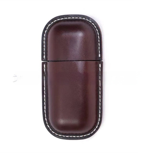 Retro First Layer Cowhide Leather Glasses Case - Artistic Design with Genuine Leather