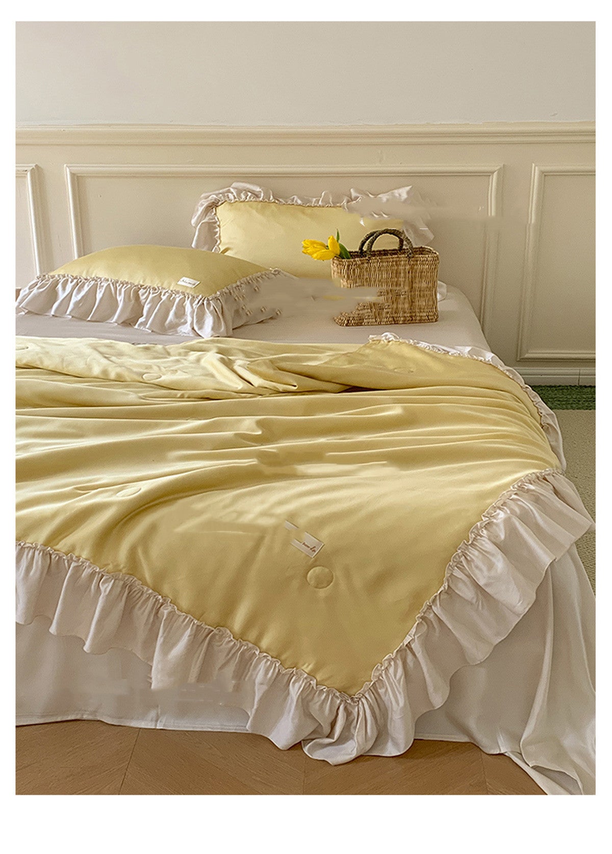 French Lotus Leaf Ice Silk 4-Piece Bedding Set