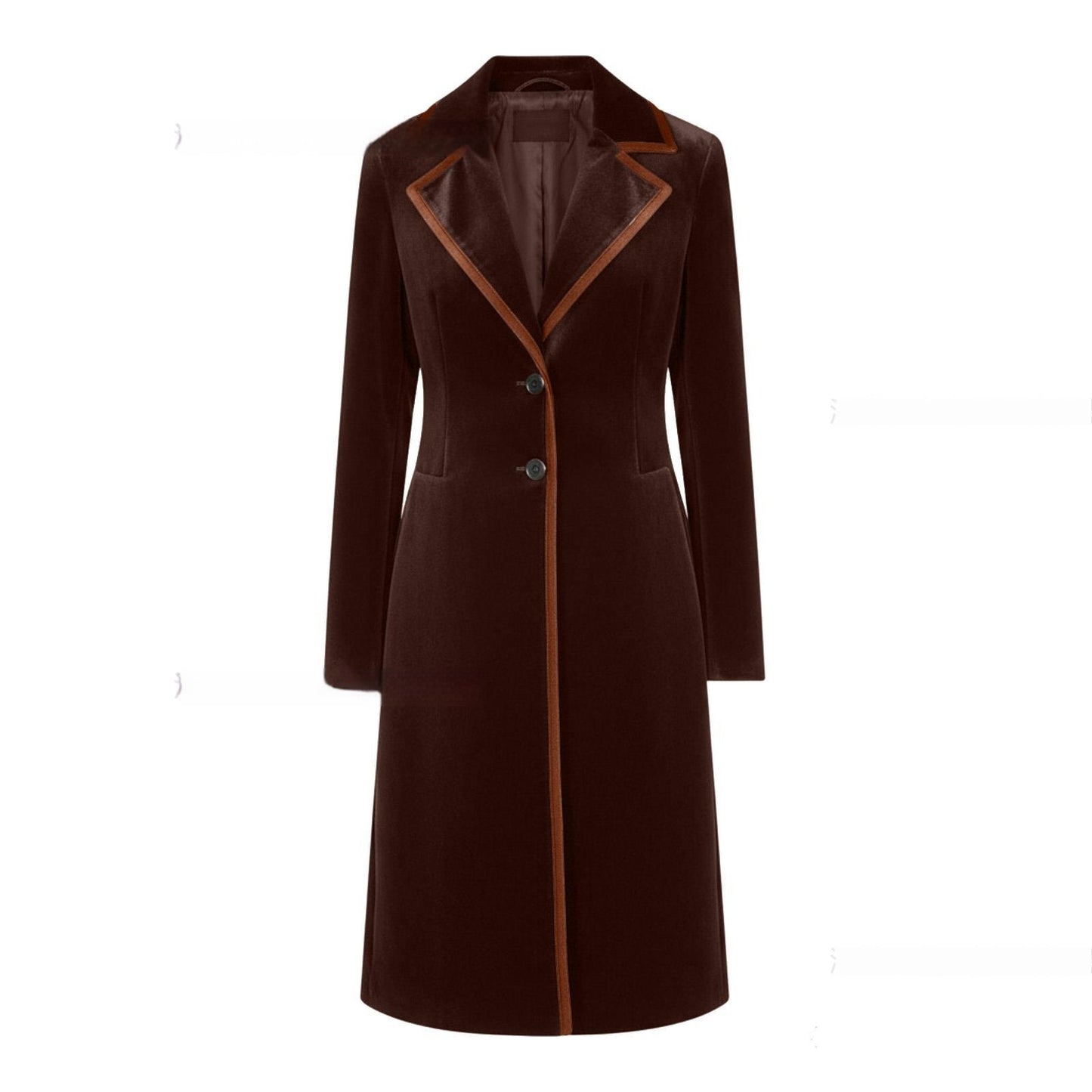 Women's Elegant Velvet Coat - Sophisticated Long Sleeve Winter Jacket