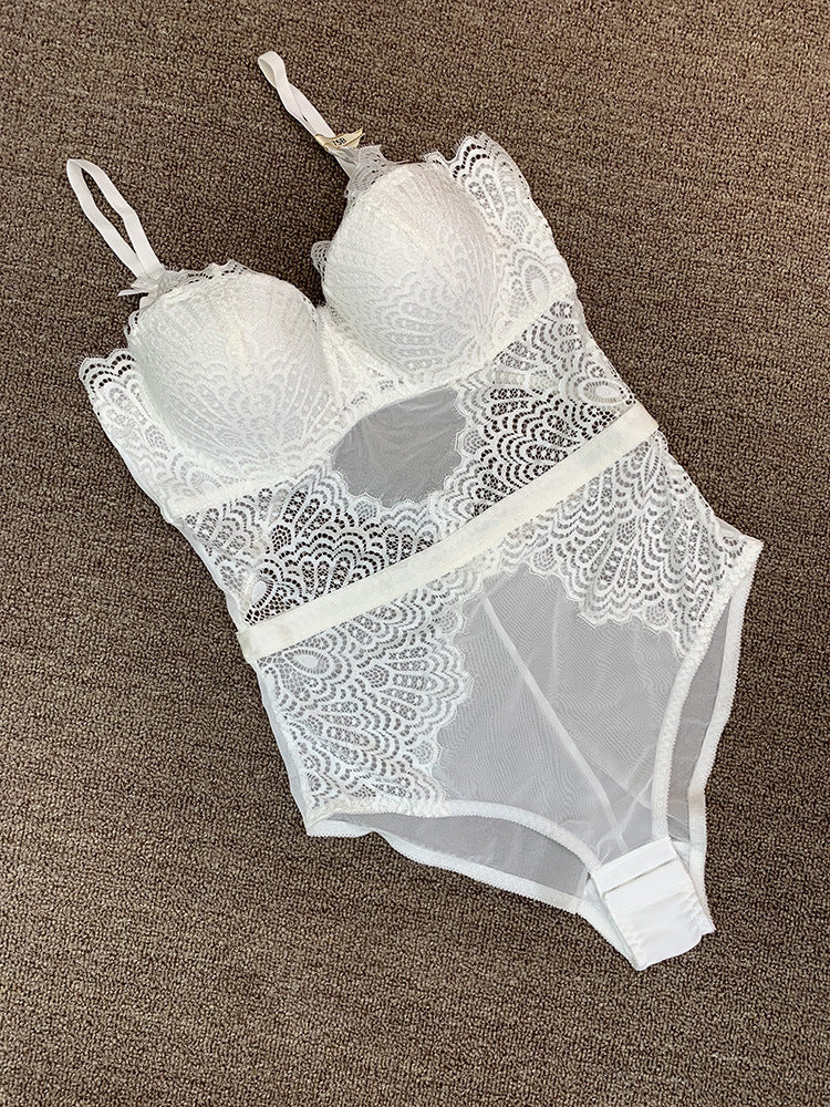 Wireless Lace Bra - Strapless 3/4 Cup with Gathering Support