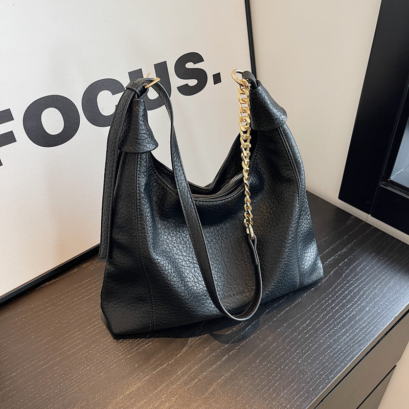 Retro PU Leather Tote Bag - Vertical Square Shoulder Bag