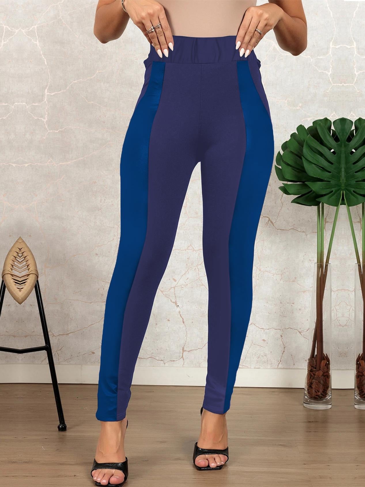 Fashion Sports Casual Leggings - Tight Fit Grid Splicing Pants