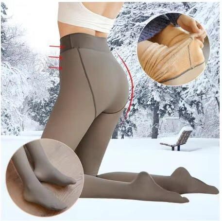 Elastic High-Waist Warm Base Layer Pants - Polyester Leggings