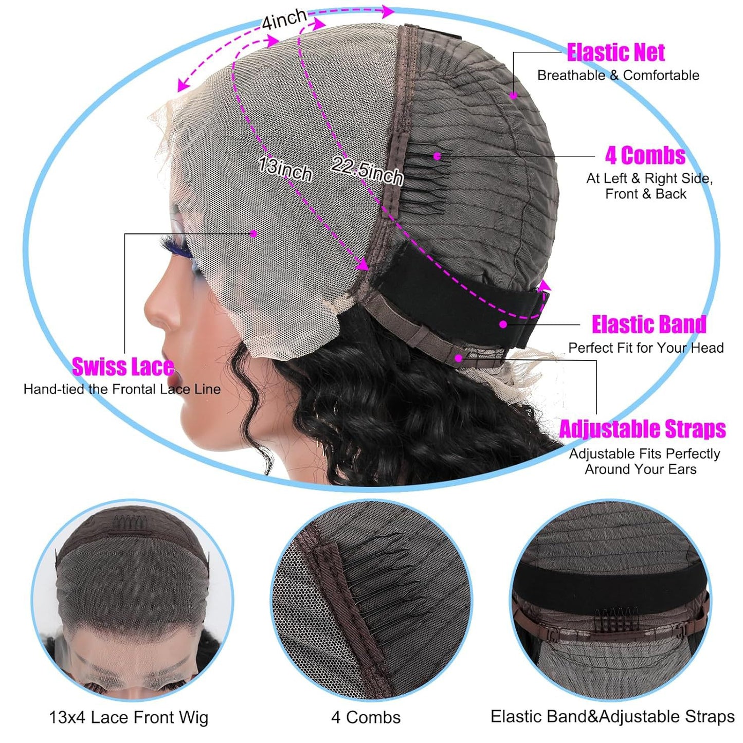 Deep Wave Human Hair Lace Front Wig - Hand-Woven Natural Style
