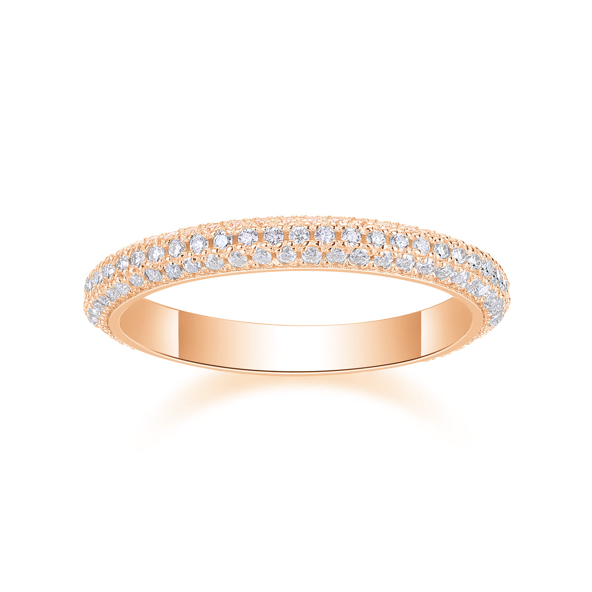 Moissanite Sterling Silver Wedding Ring Set - Platinum Plated Band