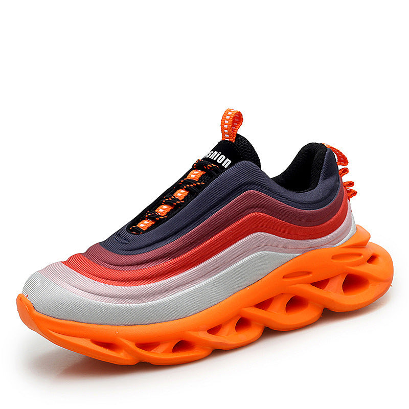 Men's Casual Sports Blade Sneakers - Breathable Lycra Fabric Chunky Sole Shoes