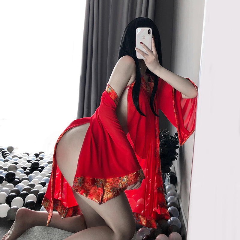 Cheongsam-Style Dress - Spandex Nylon Bodycon Dress with Back Detail