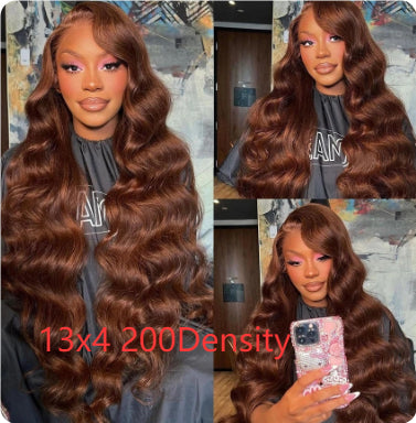 Wavy Brown Lace Front Human Hair Wig - Front Lace Construction