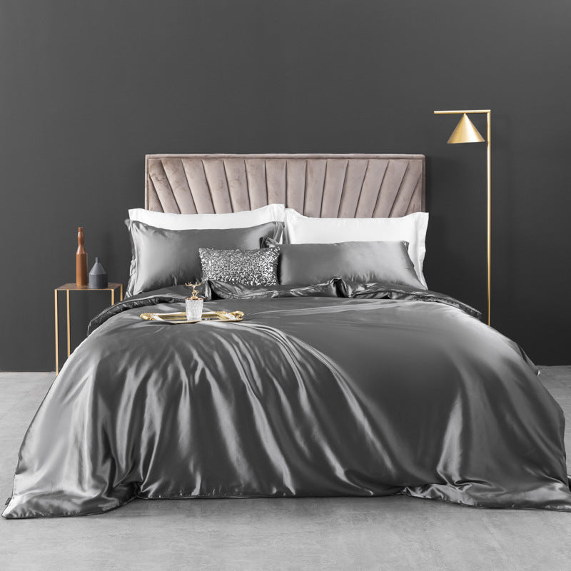 Luxe Washed Silk 4-Piece Bedding Set - 100% Mulberry Silk European-Style with Duvet Cover, Sheet, and Pillowcases