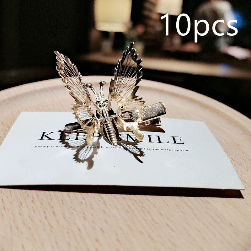 Moving Butterfly Hairpin Headdress - Alloy with White Crystal Electroplating