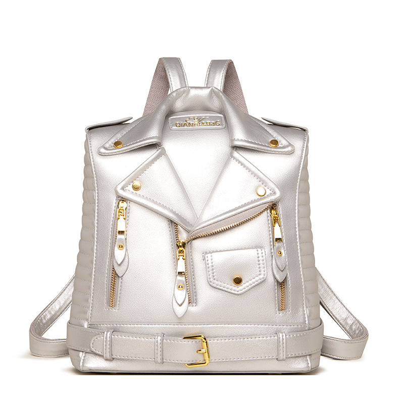 PU Leather Backpack - Vertical Square Fashion Backpack with Zipper Pocket
