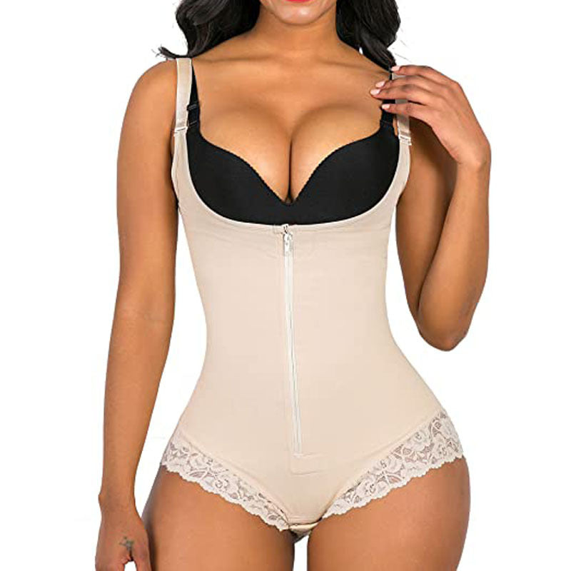 Full Body Shapewear Bodysuit with Zipper - Hip Lifting and Tummy Control