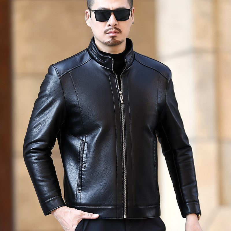 Premium Genuine Sheepskin Leather Jacket - Men's Fur-Lined Winter Coat