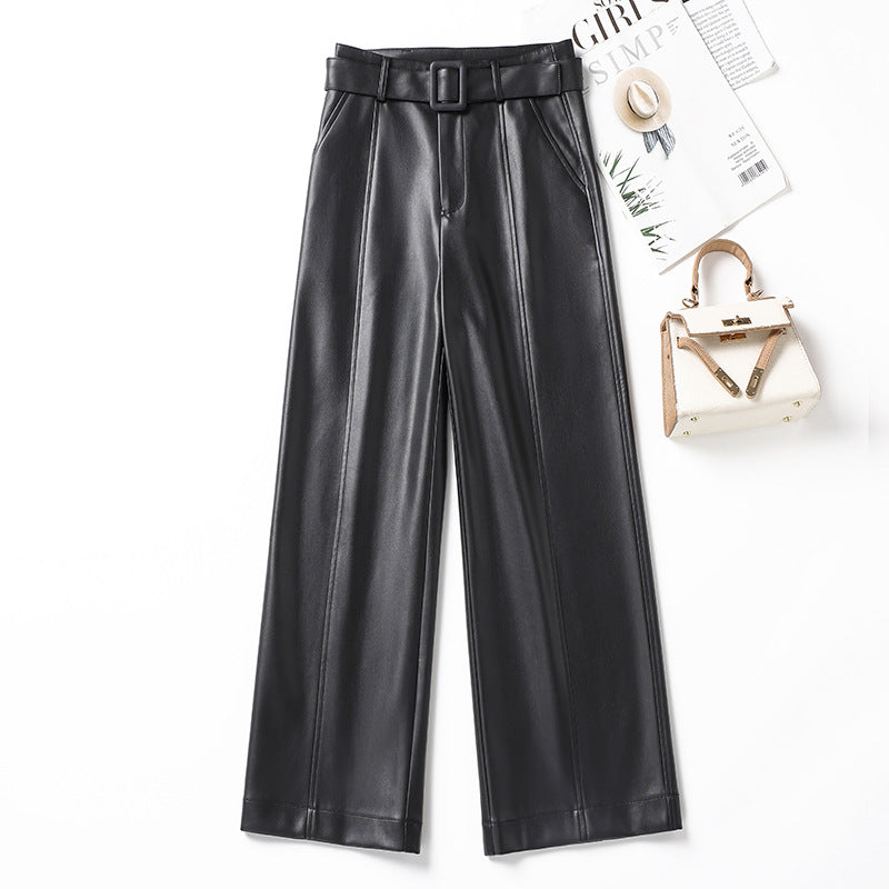 Women's High-Waisted Wide-Leg Faux Fur Pants - Extra Thick with Slight Stretch