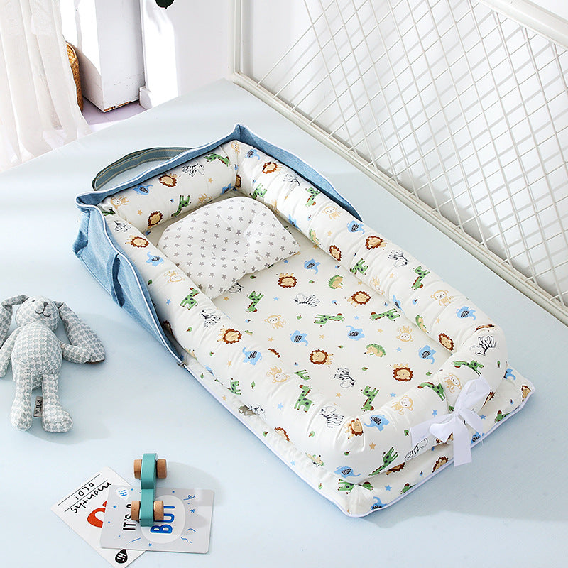 Portable Baby Nest Bed - Cotton Travel Crib with Removable Washable Cover