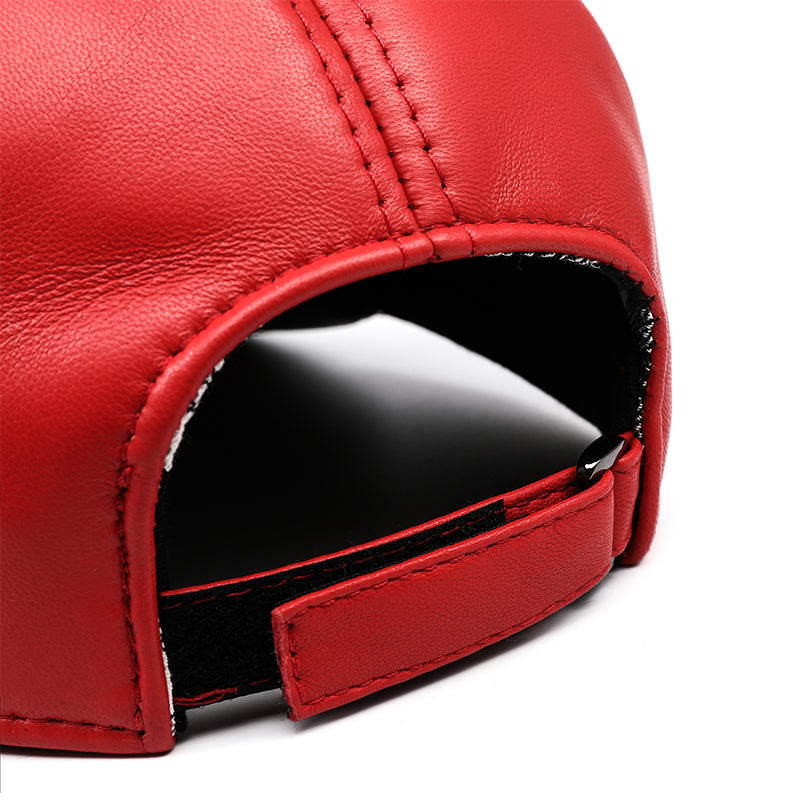 Genuine Lambskin Leather Baseball Cap - Unisex Adjustable Dome Crown Hat