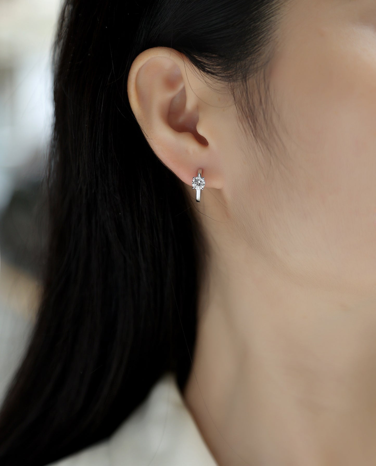Moissanite Heart Stud Earrings - 0.5 Carat S925 Sterling Silver Platinum Plated