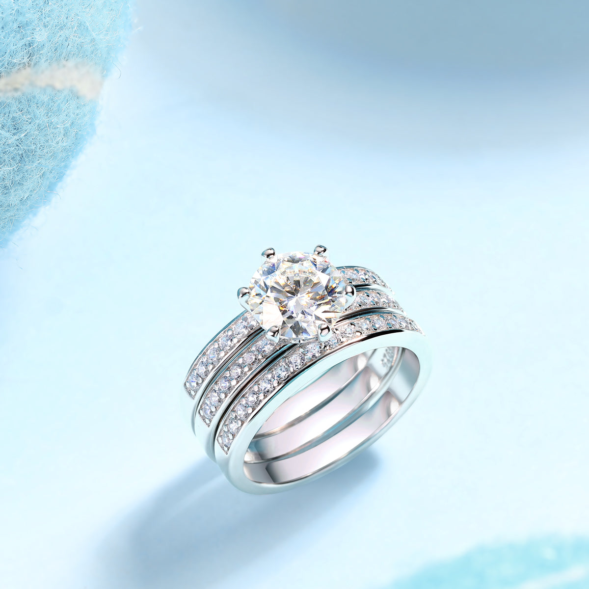 2-Carat Moissanite Sterling Silver Wedding Ring - Platinum Plated