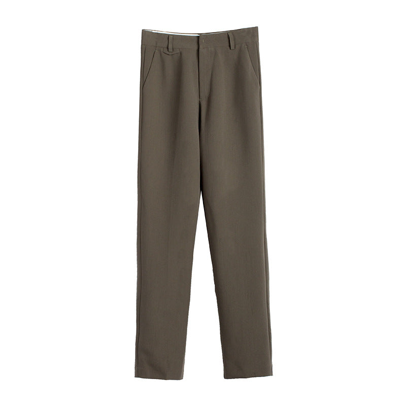 High Waist Straight Leg Professional Suit Pants - Women's Nine-Point Trousers