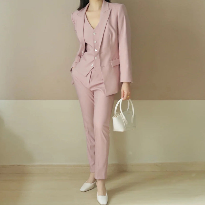 Women's Slim Pencil Pants Suit - Professional Three-Piece Set