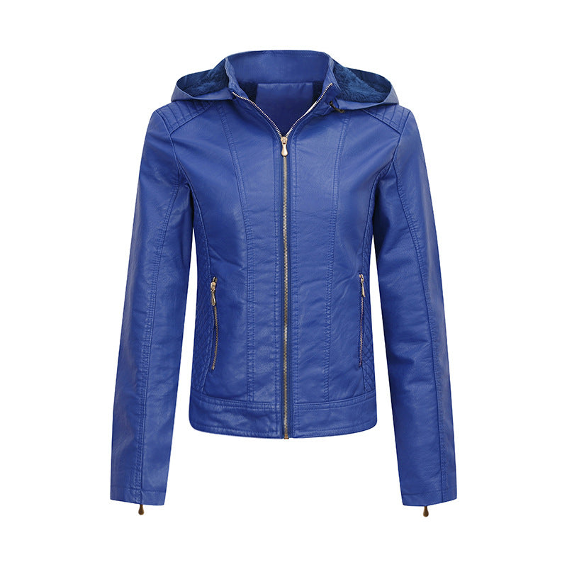Women's Plush Hooded Winter Coat - Thickened Zipper Jacket with Pockets