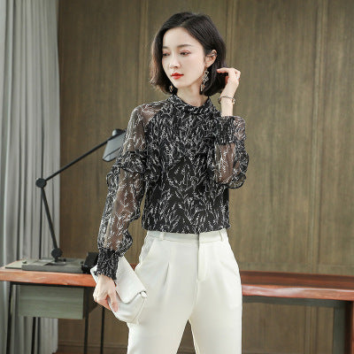 Luxe Silk Printed Blouse - Long Sleeve Women's Shirt