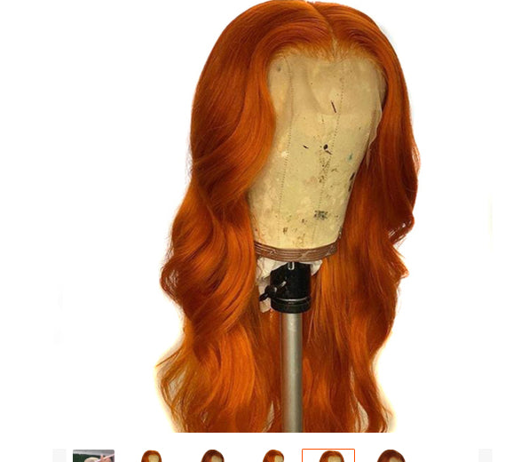 European American Dark Orange Wig Hair Set - Real Human Hair Smooth Exotic Style