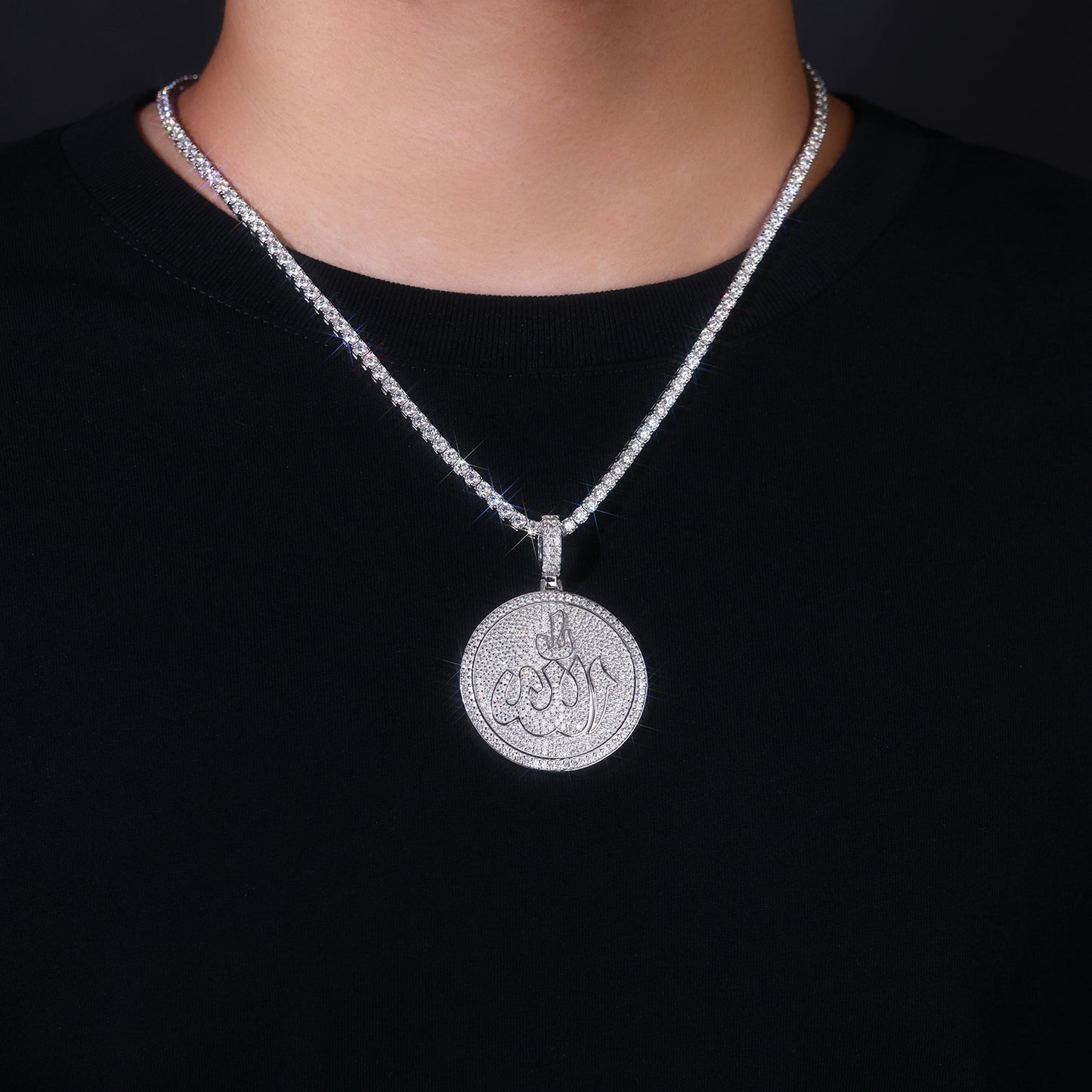 Silver Snow Star Crown Moissanite Pendant - S925 Platinum-Plated Necklace