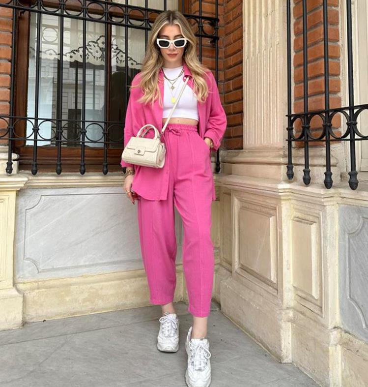 Women's Button Down Lounge Set - Long Sleeve 2-Piece Casual Loungewear with Pockets