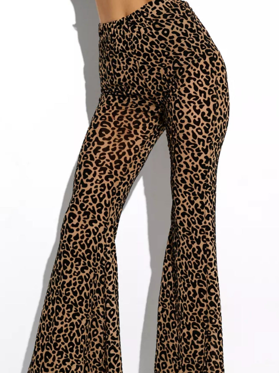 Women's Flocked Mesh High-Waisted Casual Pants - Ultra-Thin Polyester Trousers
