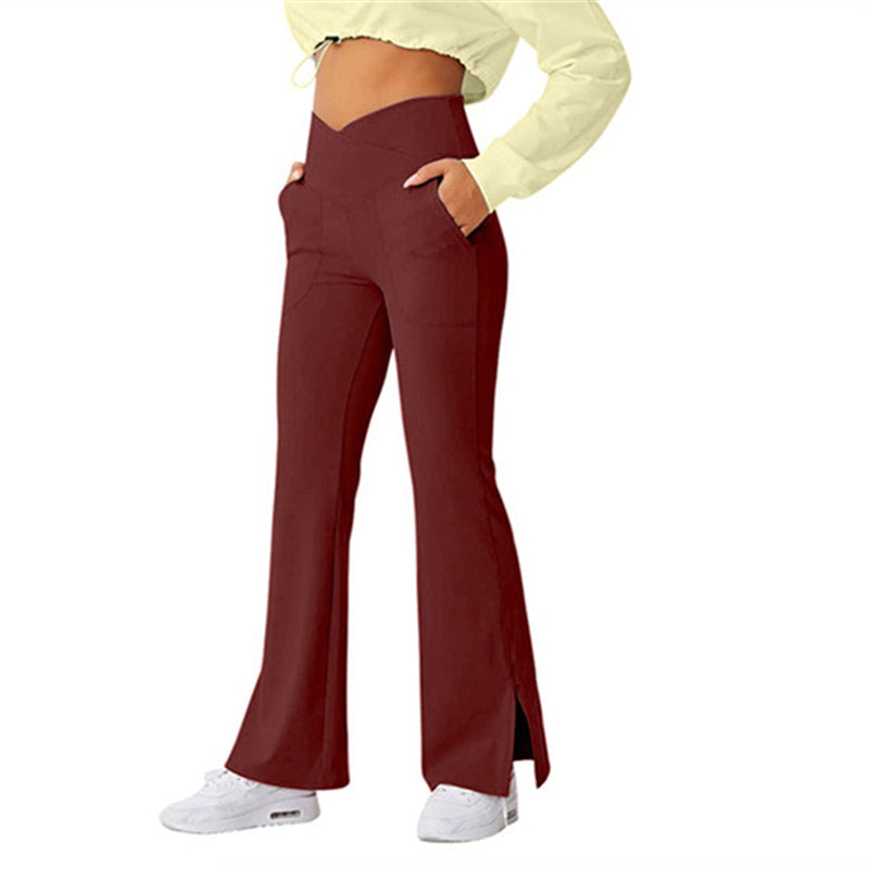 Women's High-Waist Stretch Flare Pants - Nylon Hip-Lifting Skinny Trousers