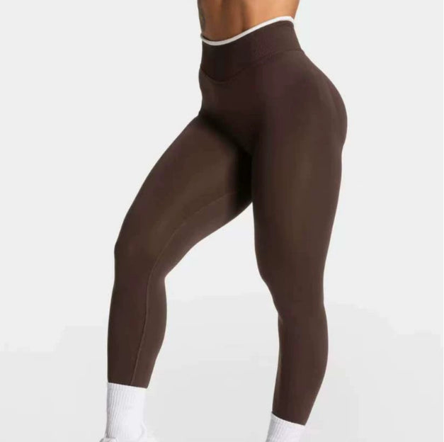 Peach Hip High-Waist Yoga Pants - Nylon Spandex Sports Leggings