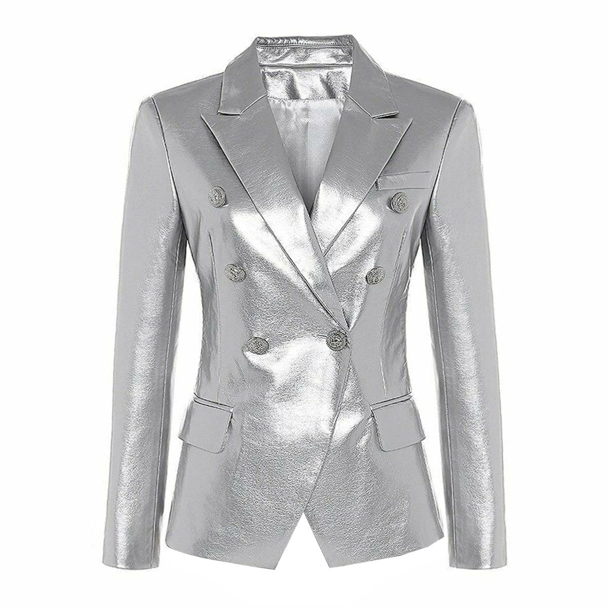 Women's Leather Jacket with Faux Fur - Slim Fit Long Sleeve Coat