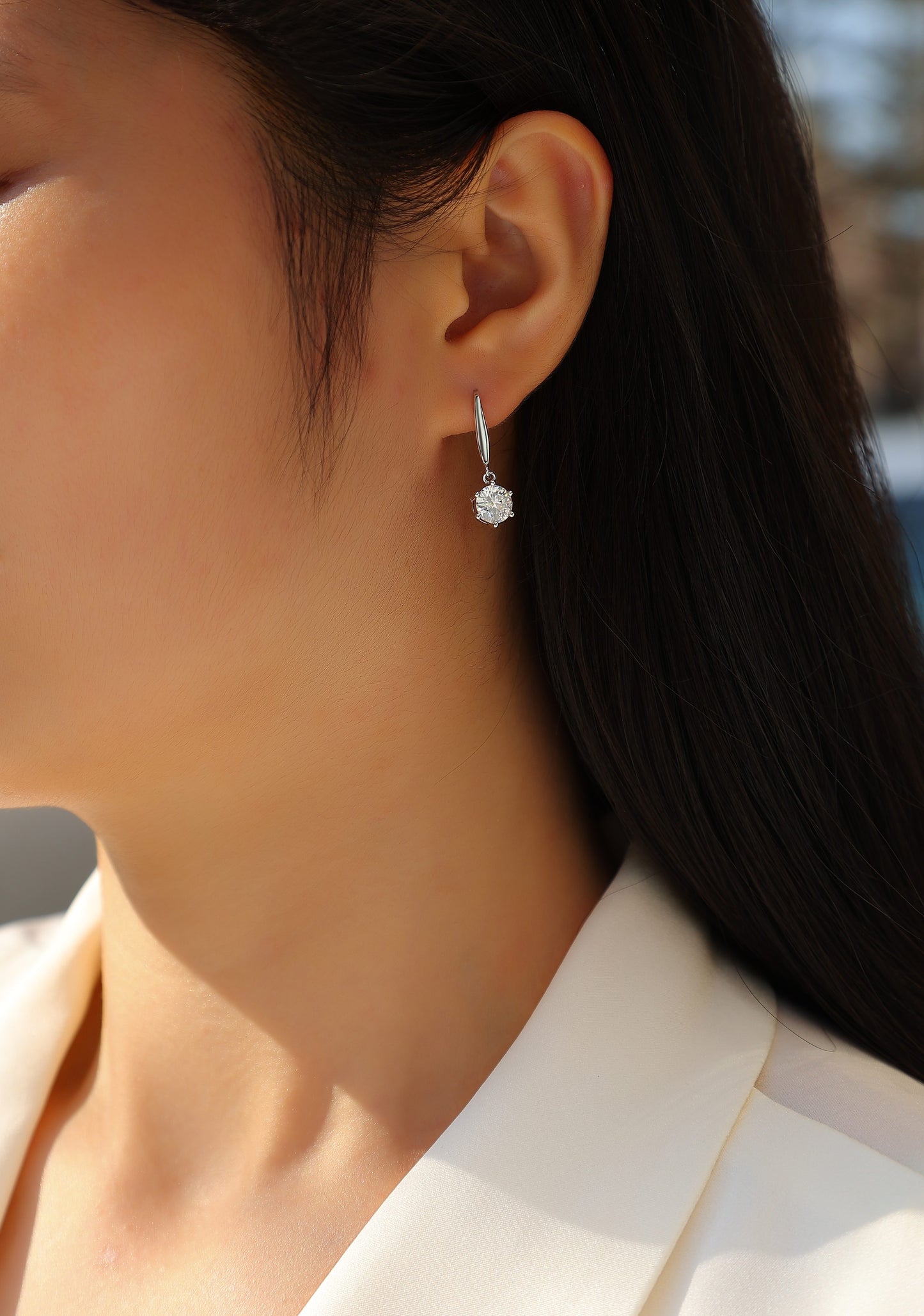 1 Carat Moissanite Stud Earrings - S925 Sterling Silver with Platinum Plating