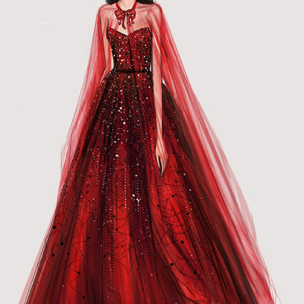 Elegant Wine Red Evening Gown - Off-Shoulder Formal Dress for Weddings & Special Occasions