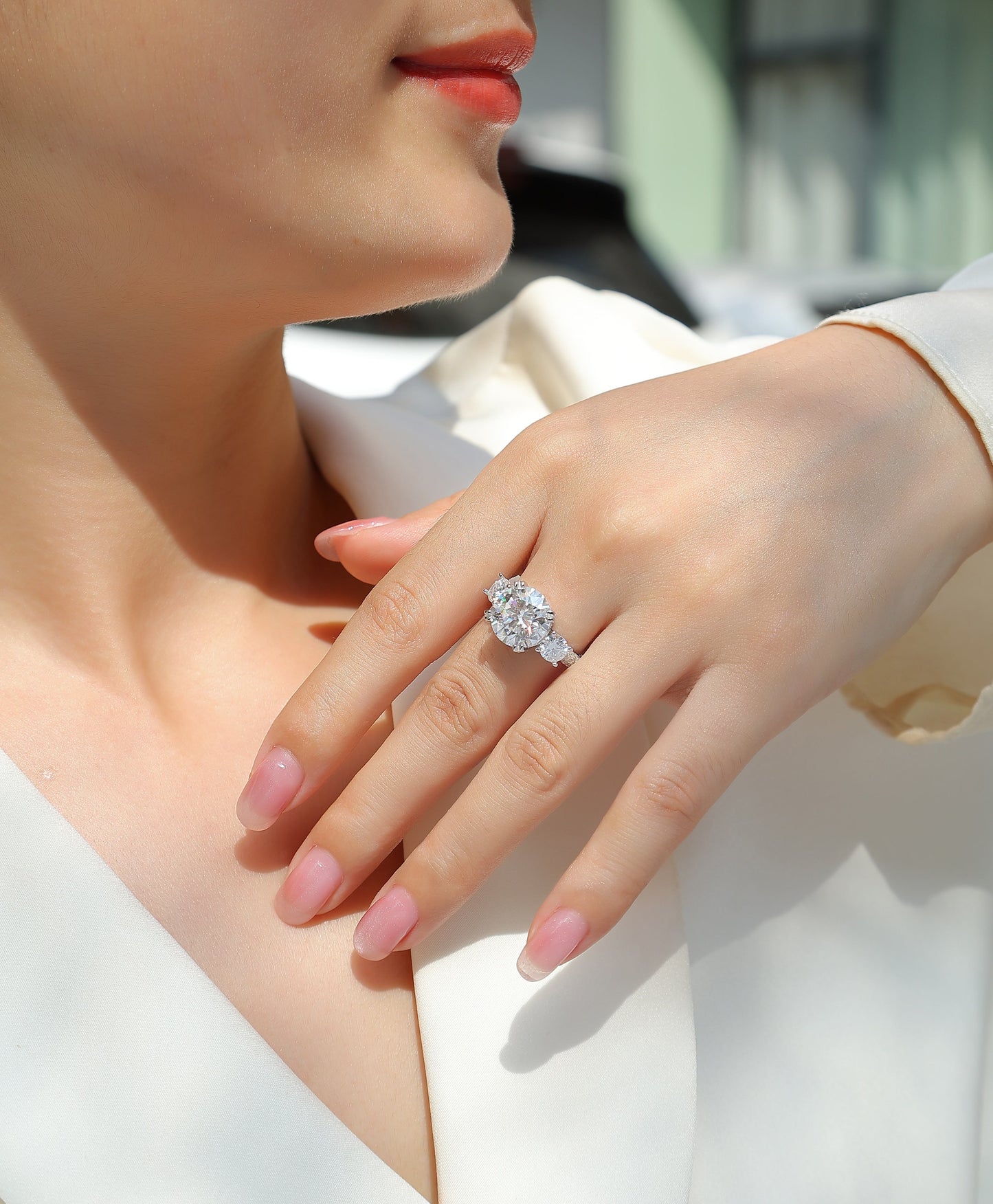 5 Carat Moissanite Sterling Silver Ring - Gold Plated Wedding Band